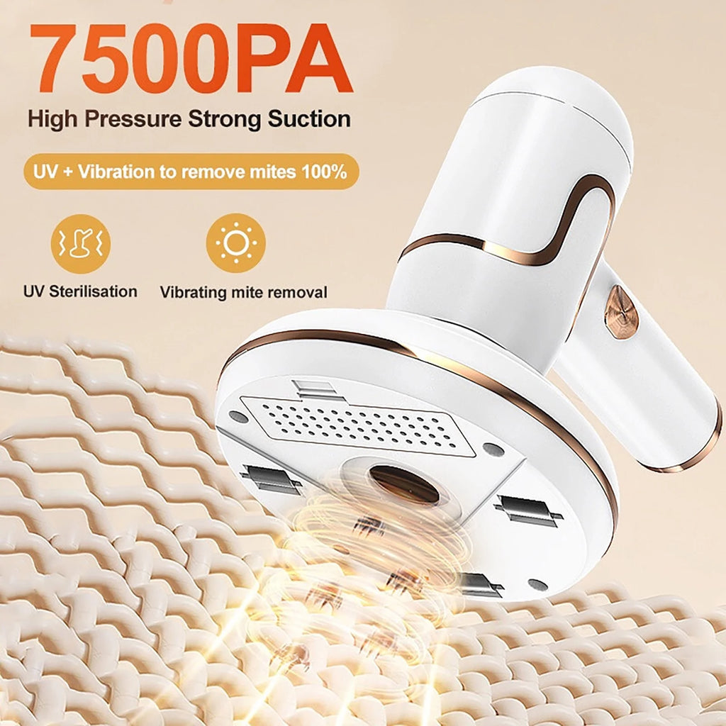 Bed Vacuum Cleaner, 3-In-1 Cordless Mattress Handheld Vacuum Cleaner, Powered by UV-C Light & Ultrasonic Technology, Strong Suction, Low Noise, Suitable for Dust, Pet Hair, Etc