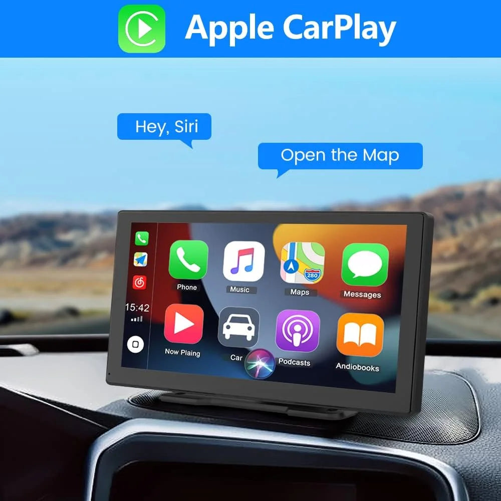 9 Inch Wireless Apple Carplay Android Auto Portable Car Stereo Radio Dash Mount Car Play Adapter Full HD Touch Screen