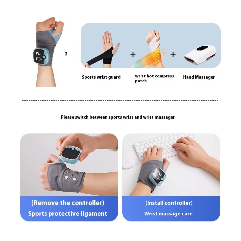 Electric Heating Wrist Massager 5 Levels Hot Compress 3 Levels Vibration Massage Wrist Guard Band Carpal Tunnel