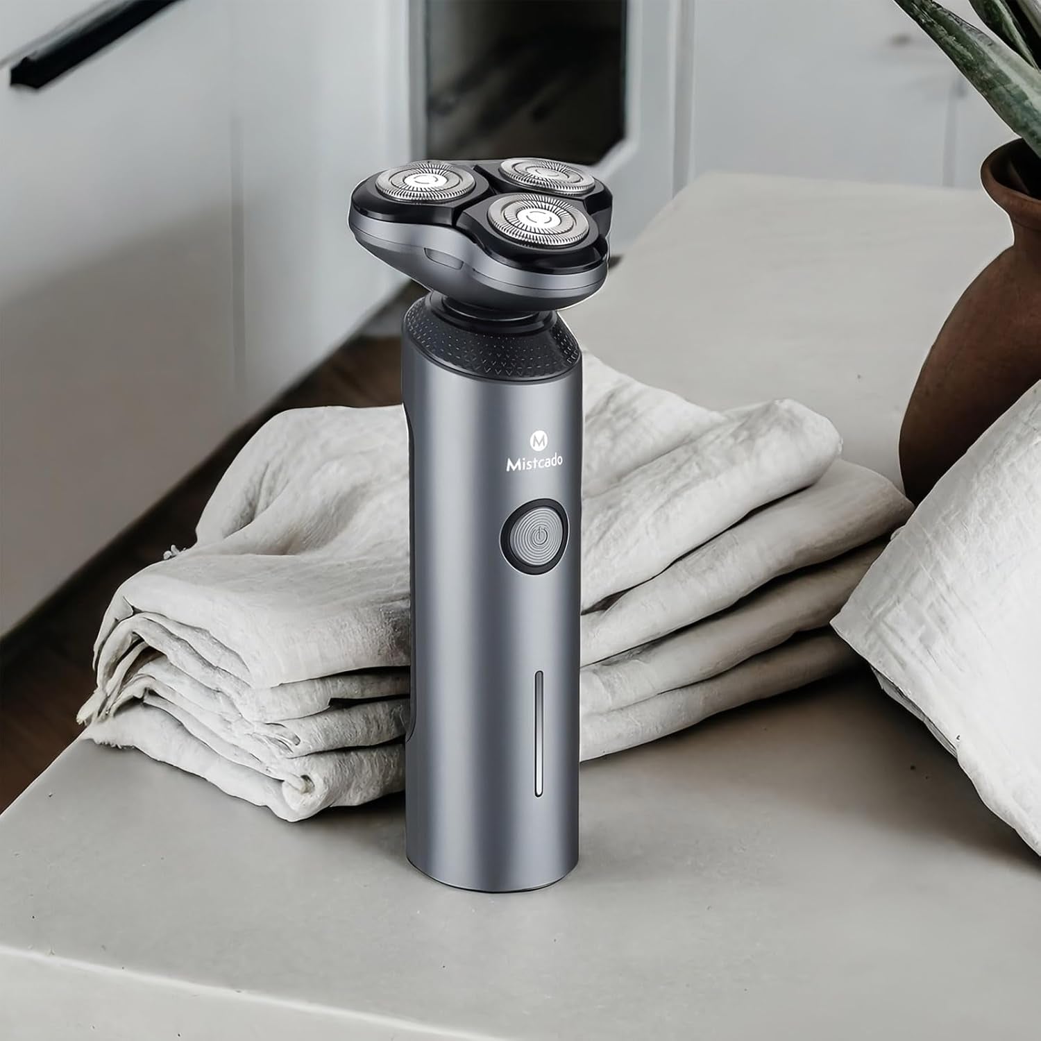 Electric Razor for Men, 4-In-1 Face Rechargeable Shaver Kit, Cordless Waterproof Rotary Razors with Travel Beard Trimmer, Nose Trimmer and Face Cleaning Brush (Gray)