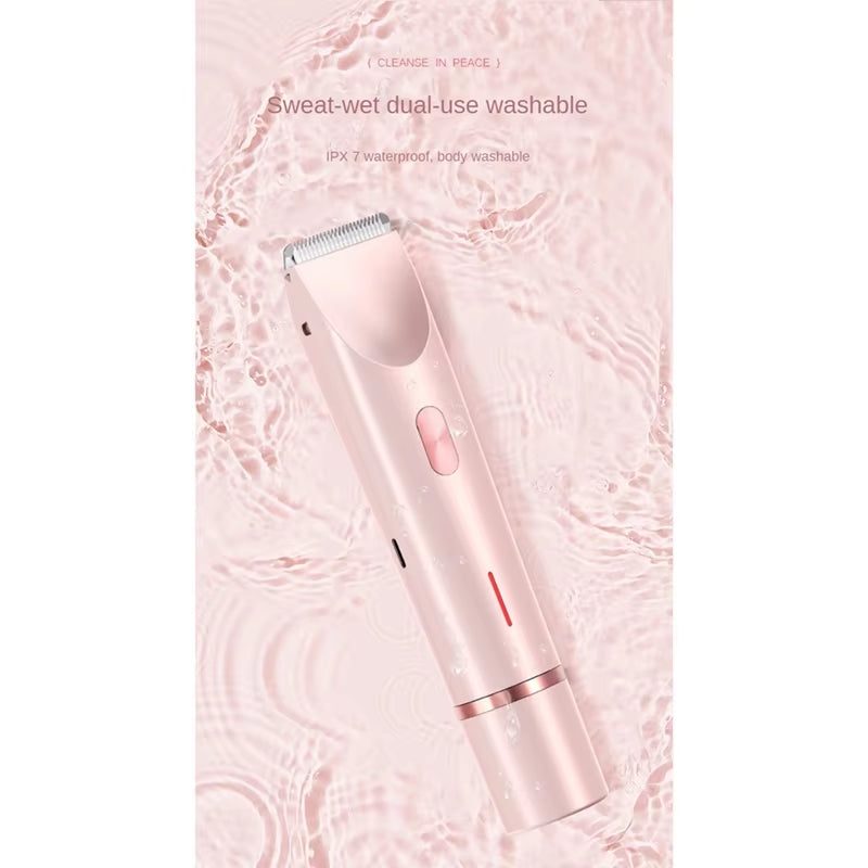 Bikini Trimmer for Women Electric Shaver 2-In-1 Body and Facial Hair Removal Double Head for Pubic Face Underarm Legs