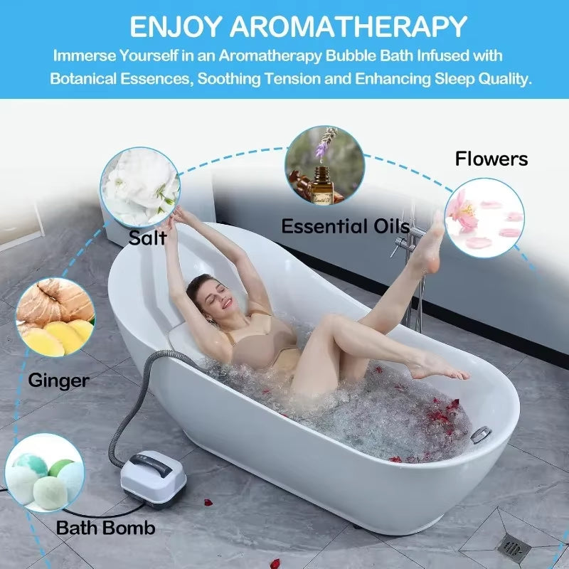 Portable Spa Bubble Bath Massager - Bubble Bath Mat Tub Spa Massager with Upgraded Powerful Suction Cup