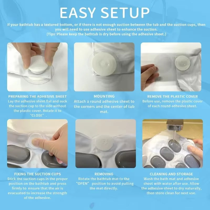 Portable Spa Bubble Bath Massager - Bubble Bath Mat Tub Spa Massager with Upgraded Powerful Suction Cup