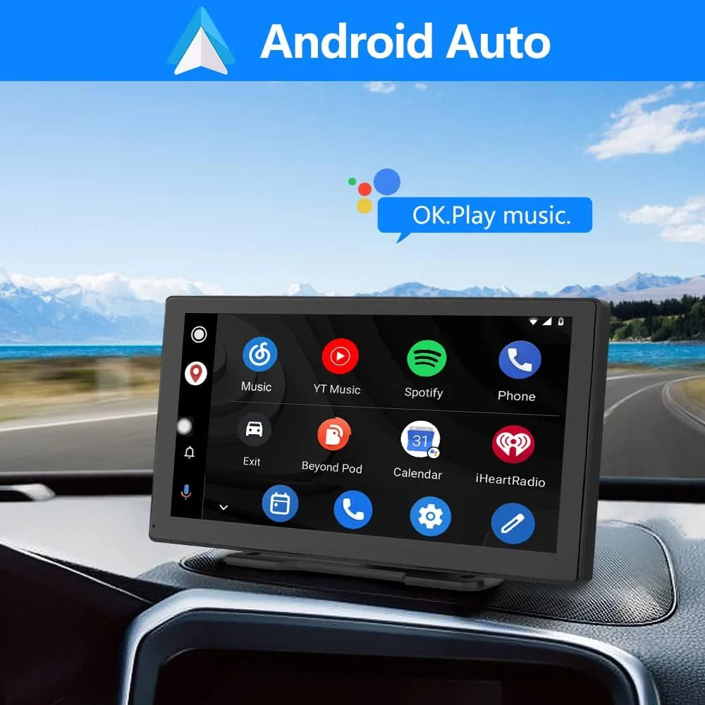 9 Inch Wireless Apple Carplay Android Auto Portable Car Stereo Radio Dash Mount Car Play Adapter Full HD Touch Screen