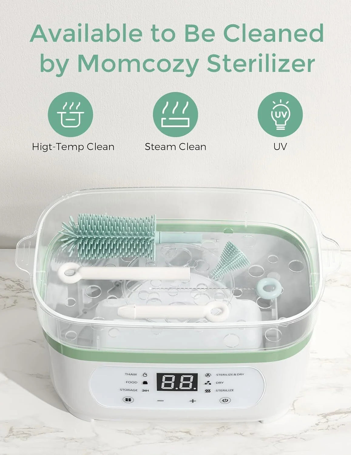 Portable Bottle Brush Set - Baby Bottle Cleaner Kit with Silicone Brush, Drying Rack - 6 in 1 Bottle Cleaning Tool for Home and Travel