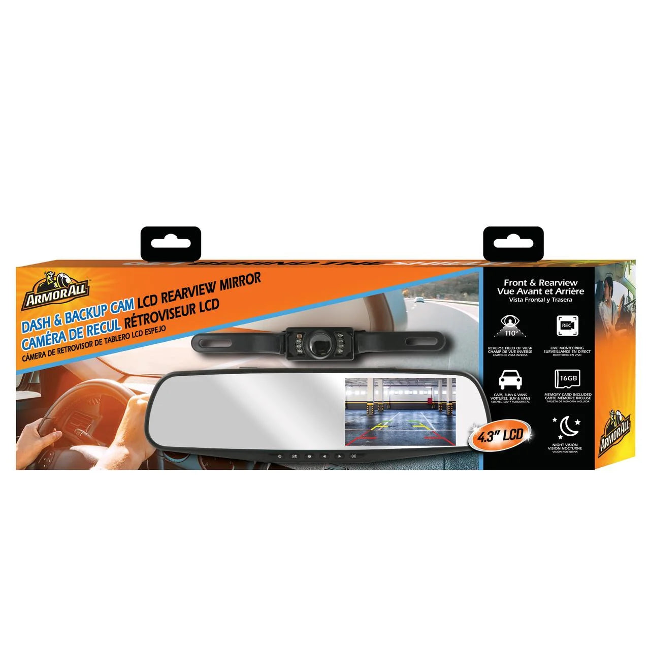 720P HD Rearview Mirror Dash and Backup Camera, 4.3 Inch LCD Screen, New Universal Design
