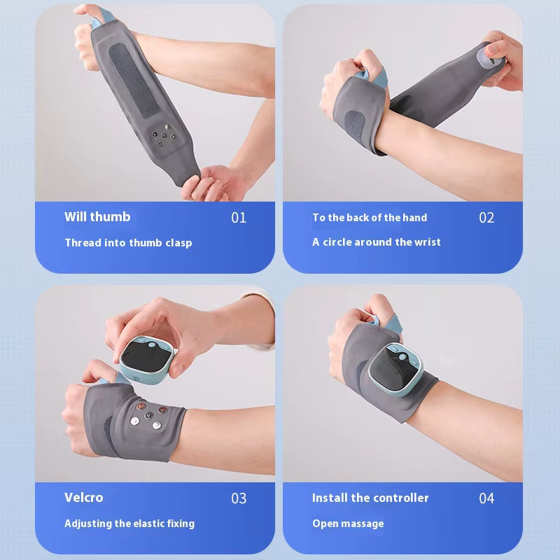 Electric Heating Wrist Massager 5 Levels Hot Compress 3 Levels Vibration Massage Wrist Guard Band Carpal Tunnel