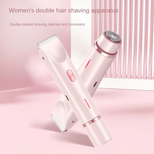 Bikini Trimmer for Women Electric Shaver 2-In-1 Body and Facial Hair Removal Double Head for Pubic Face Underarm Legs