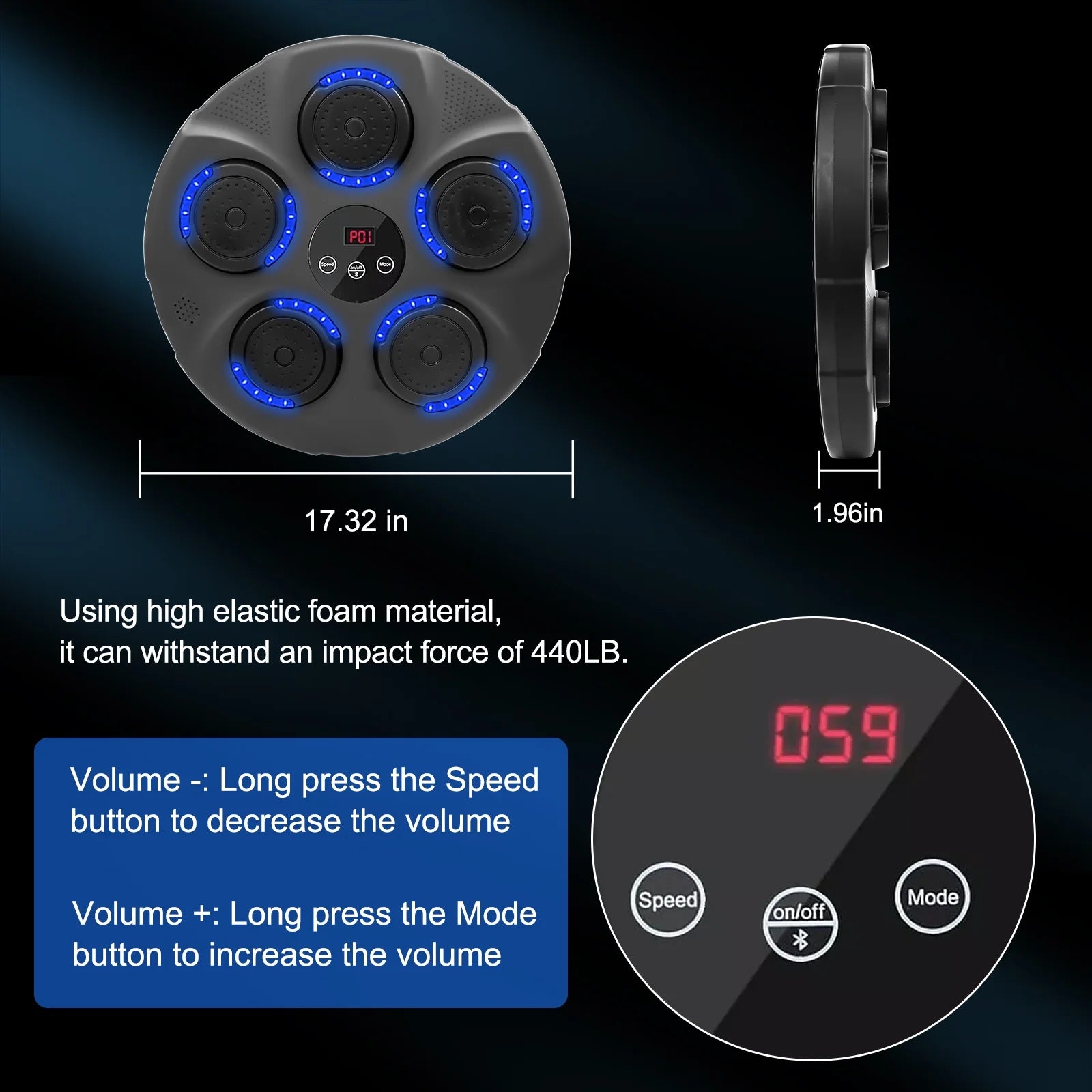 Music Boxing Machine, Smart Bluetooth Boxing Trainer with Boxing Gloves, Boxing Wall Mount Machine for Adults Kids,Boxing Target Workout Equipment for Home, Office, Gym (Upgrade)