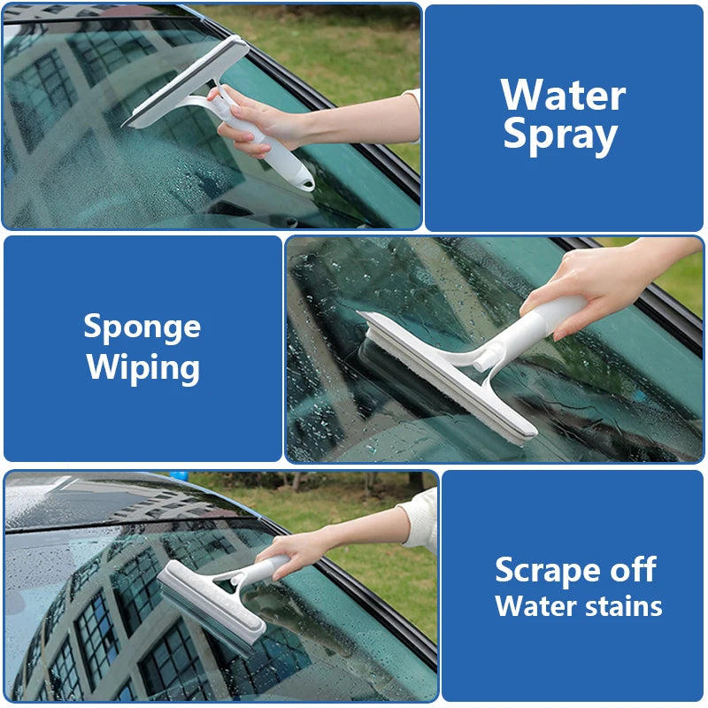 3 in 1 Glass Cleaning with Spray Bottle Wipe Shower Screen Window Tool Multi-Purpose Car Windshield Cleaner Washing Accessories