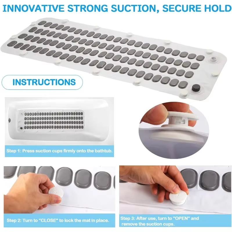 Portable Spa Bubble Bath Massager - Bubble Bath Mat Tub Spa Massager with Upgraded Powerful Suction Cup