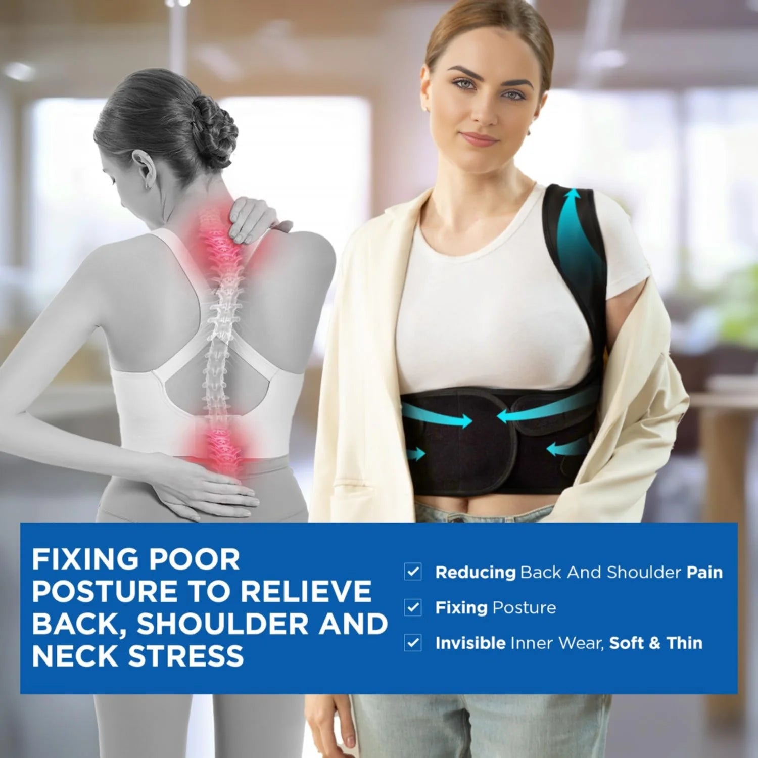 Adjustable Back Brace Posture Corrector for Men and Women, Small