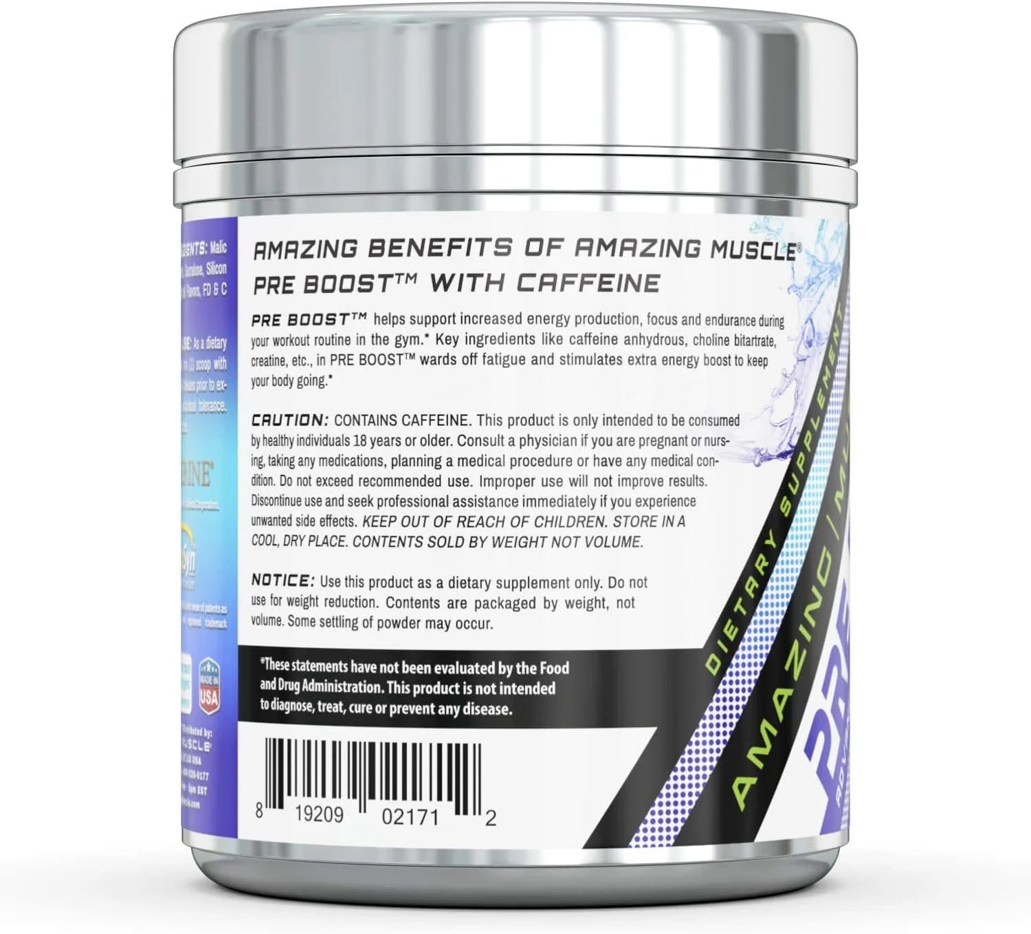 Pre Boost-Advanced Pre-Workout Formula with Caffeine, Creatine HCL, Bioperine and More - Promotes Energy for an Intense Workout – 20 Full Servings (Blue Raspberry)