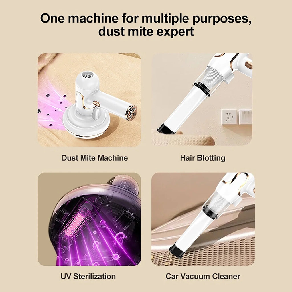 Bed Vacuum Cleaner, 3-In-1 Cordless Mattress Handheld Vacuum Cleaner, Powered by UV-C Light & Ultrasonic Technology, Strong Suction, Low Noise, Suitable for Dust, Pet Hair, Etc
