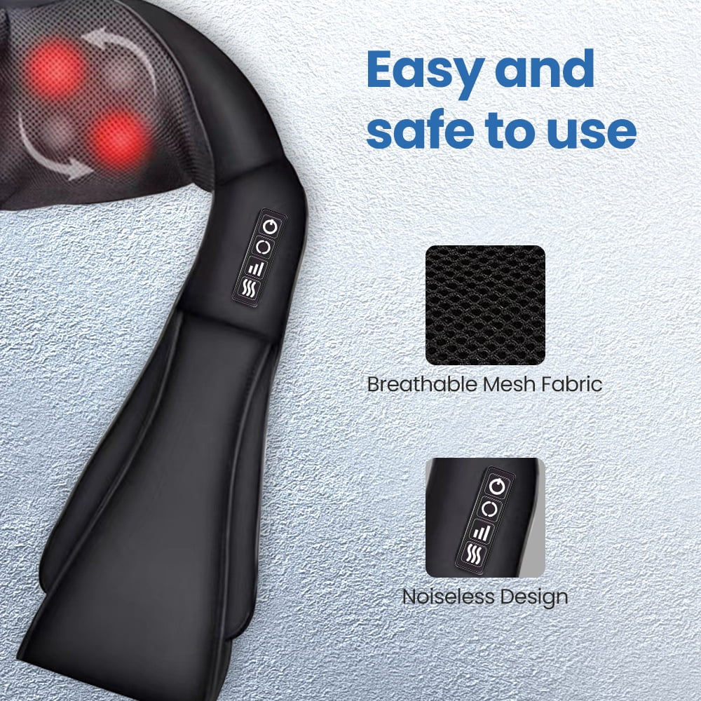 Shiatsu Neck Massager with Heat, Deep Tissue Pain-Relief Shoulder and Back Massager for Home & Car, Gift for Men Women