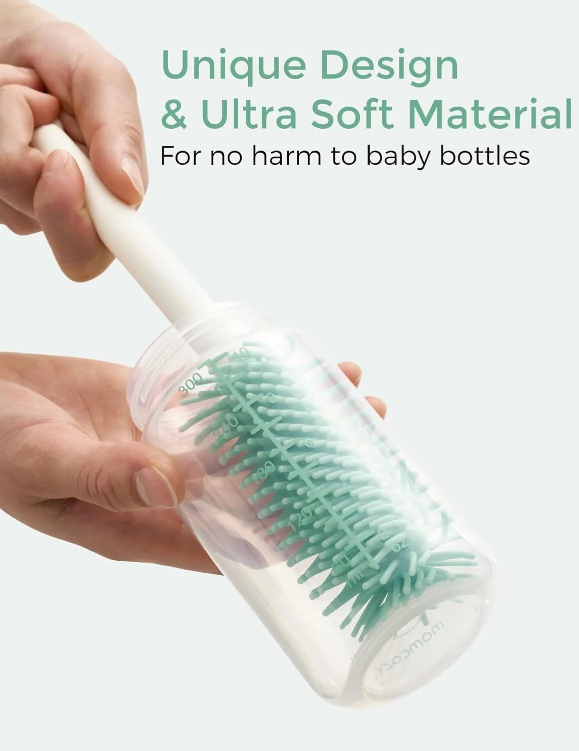 Portable Bottle Brush Set - Baby Bottle Cleaner Kit with Silicone Brush, Drying Rack - 6 in 1 Bottle Cleaning Tool for Home and Travel