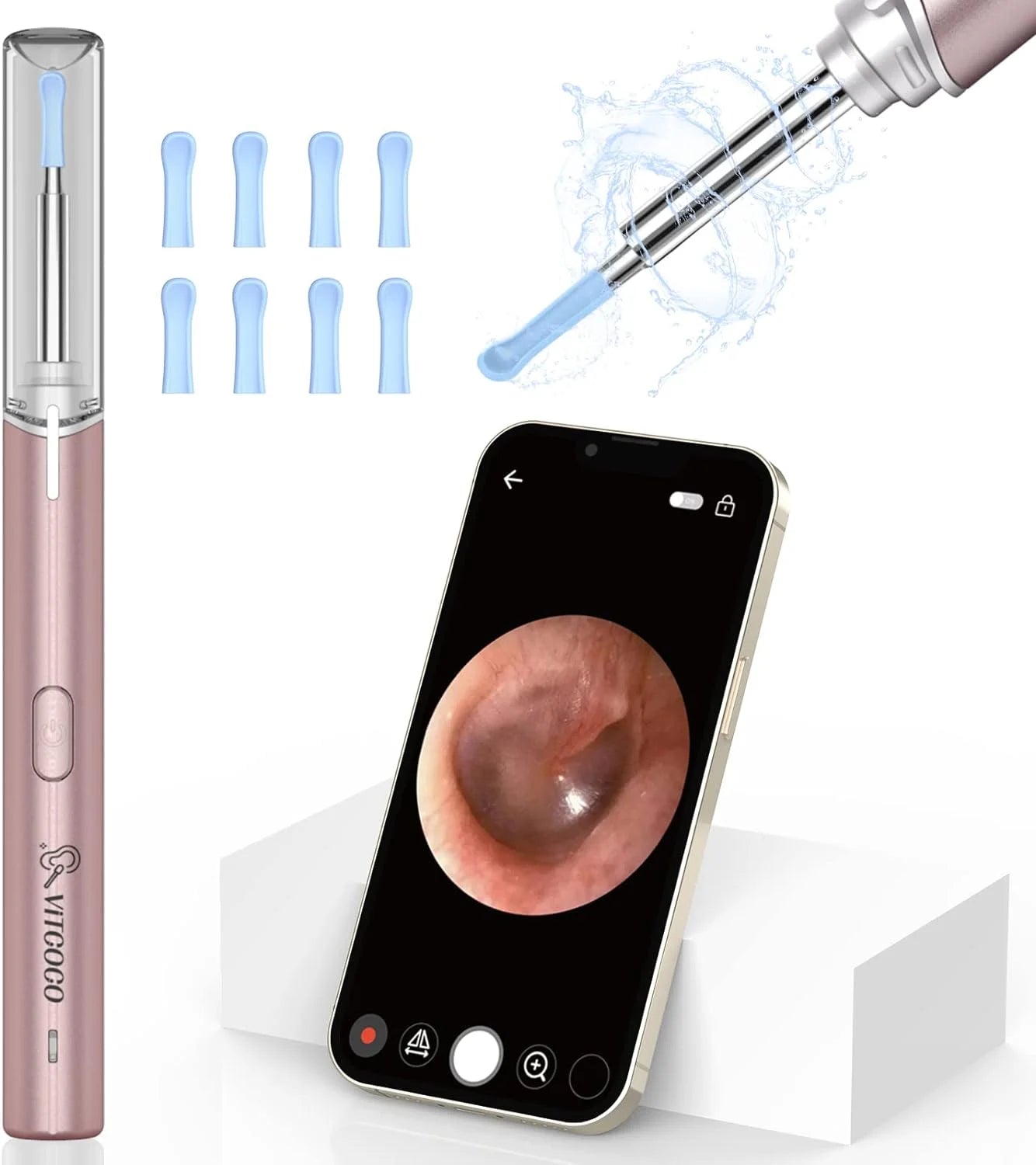 Otoscope Ear Wax Removal Kit with 1920P High Definiton Camera & 4 Types of Earwax Cleaning Earplug Kits - IP67 & 3.9Mm Ear Endoscope for Android, Ios, and Ipad