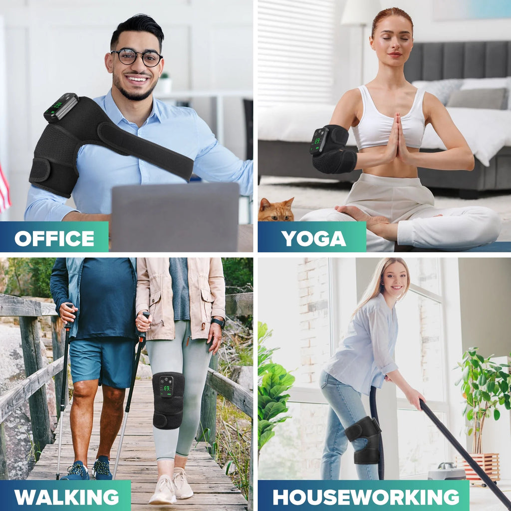 Heated Knee Massager,3-In-1 Heated Knee Brace Wrap, Vibration Knee Heating Pad,3 Adjustable Vibrations and Heating Modes, Heating Pad for Knee Relax