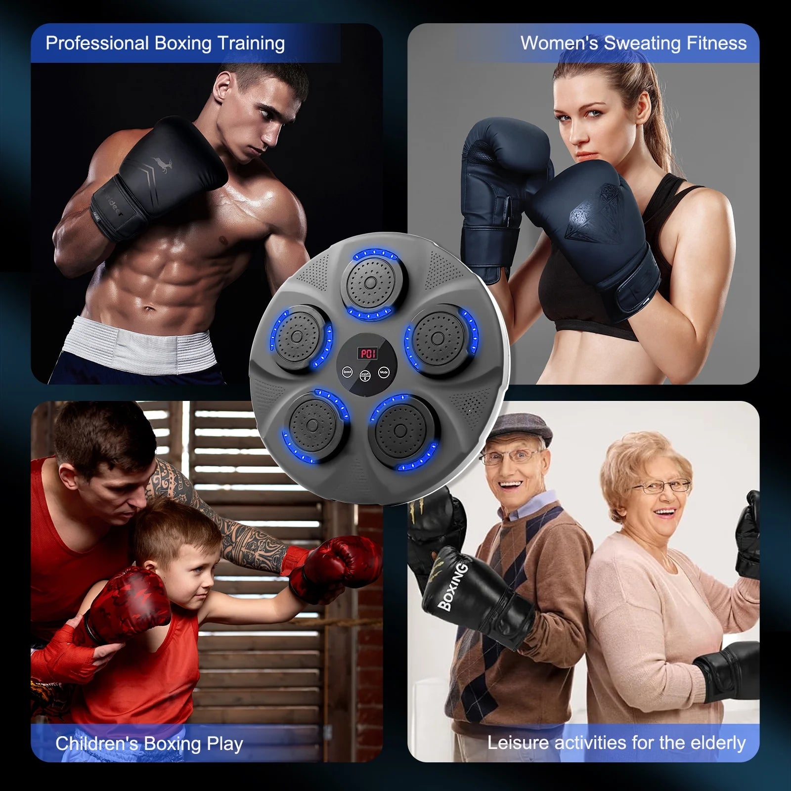 Music Boxing Machine, Smart Bluetooth Boxing Trainer with Boxing Gloves, Boxing Wall Mount Machine for Adults Kids,Boxing Target Workout Equipment for Home, Office, Gym (Upgrade)