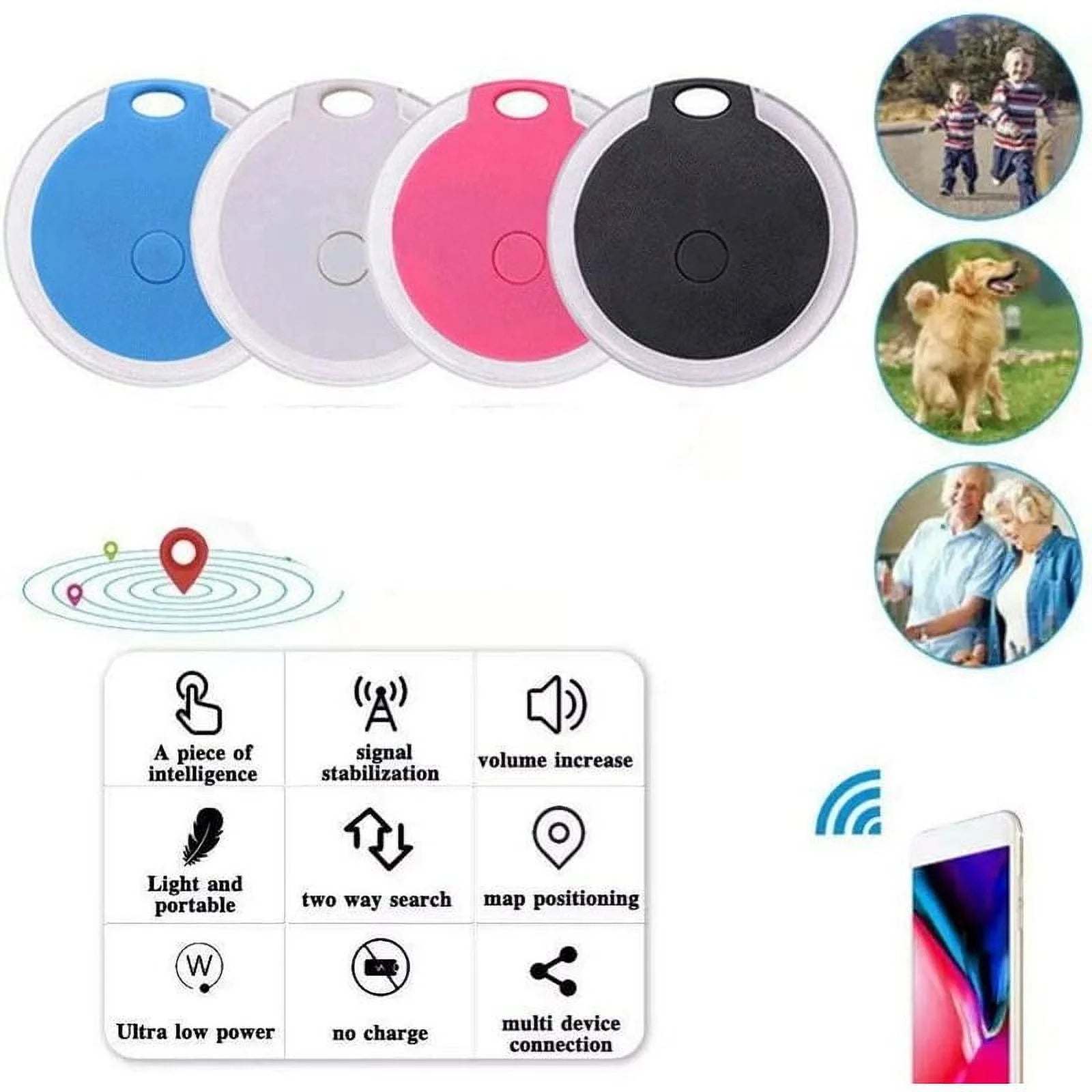 GPS Dog Tracker, anti Lost Collar, GPS Cat Tracking Device with Alarm for Pets, Dogs, Vehicles, Kids, Elderly, Mini SOS GPS Navigation Tracking Outdoor. (Black)