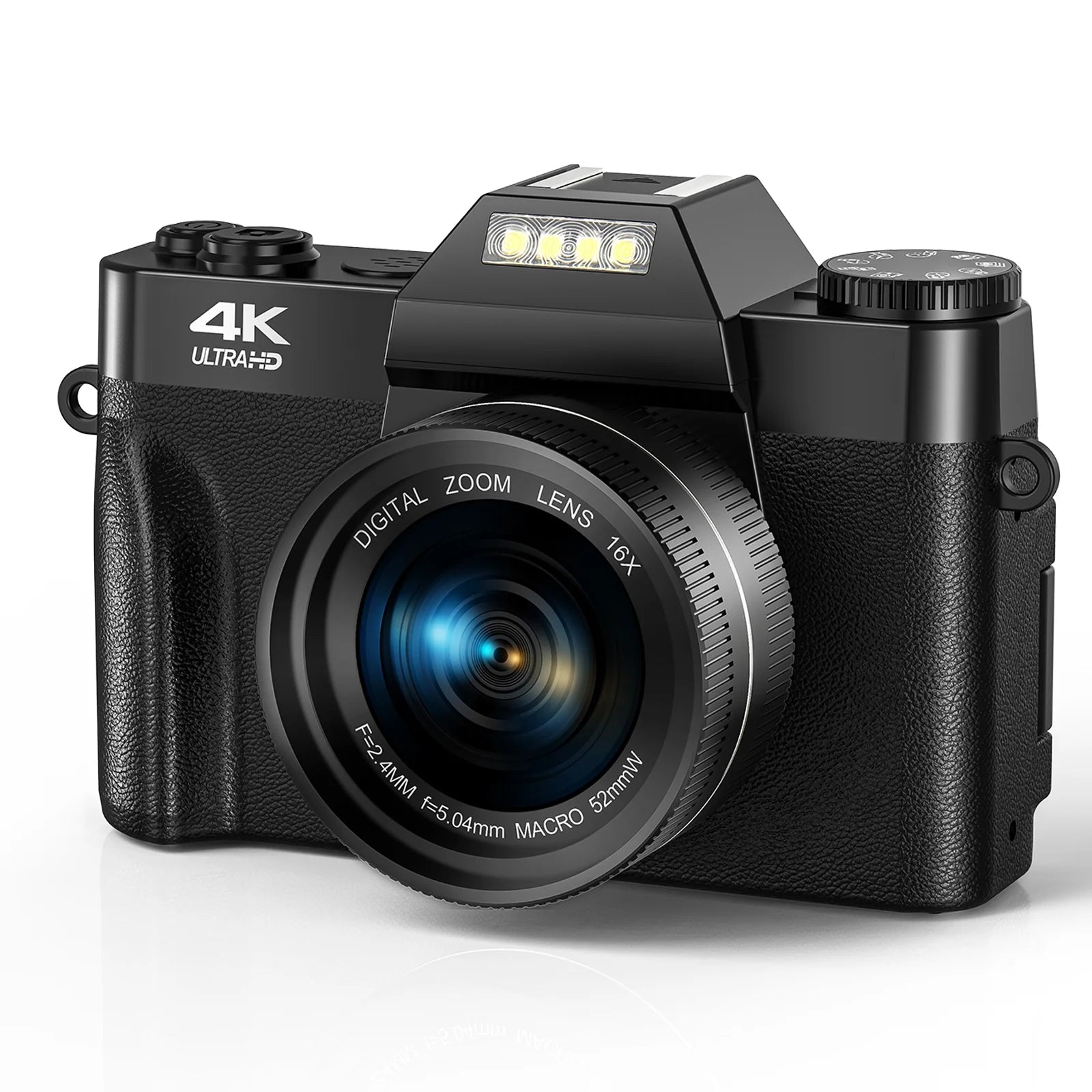 Digital Camera for Youtube 4K Video Camera 56MP Vlogging Camera Camcorder with 32GB SD Card and 2 Batteries
