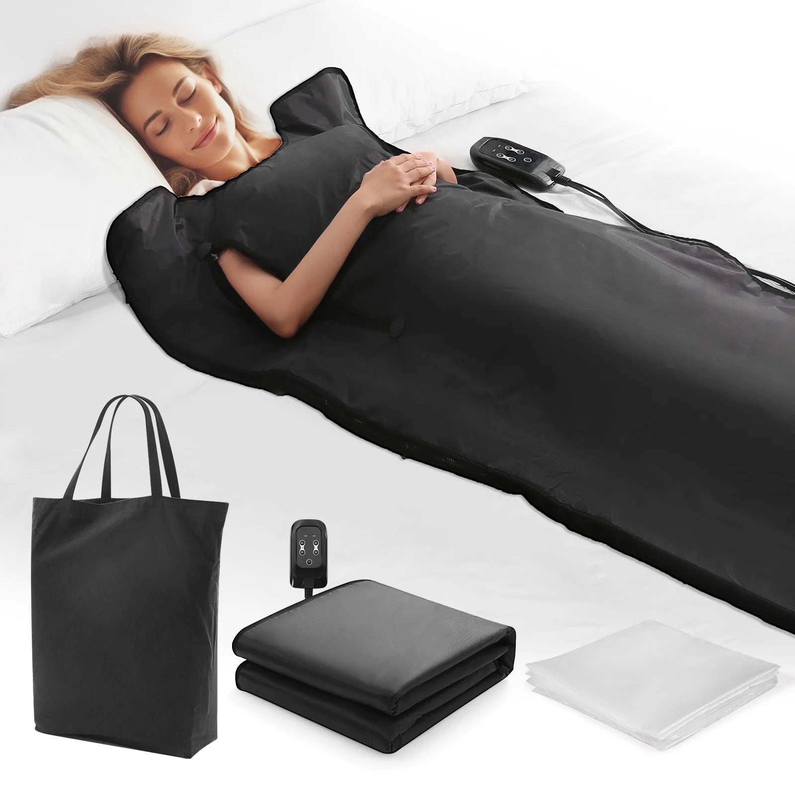 Portable Infrared Sauna Blanket, 6 Ft X 2.6 Ft, 86-158℉, Remote Control