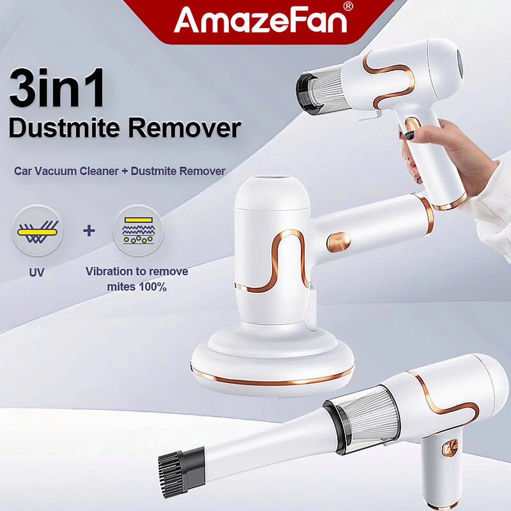 Bed Vacuum Cleaner, 3-In-1 Cordless Mattress Handheld Vacuum Cleaner, Powered by UV-C Light & Ultrasonic Technology, Strong Suction, Low Noise, Suitable for Dust, Pet Hair, Etc