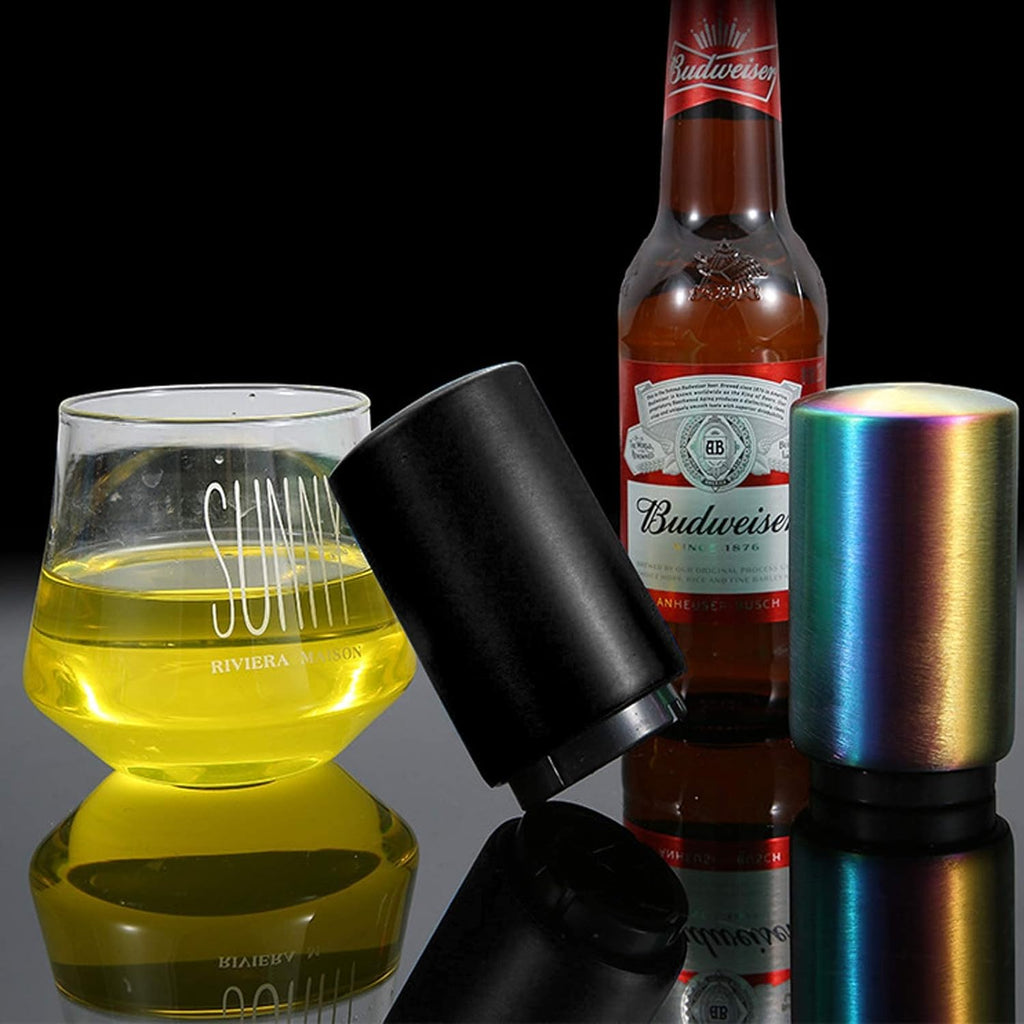Father'S Day Gift for Dad,  Push down Bottle Opener, Automatic Beer Openers, Stainless Steel Bottle Cap Mover, Funny Kitchen Gadgets, Beer Bar Accessories Gifts for Him BF, Magnetic Corkscrew