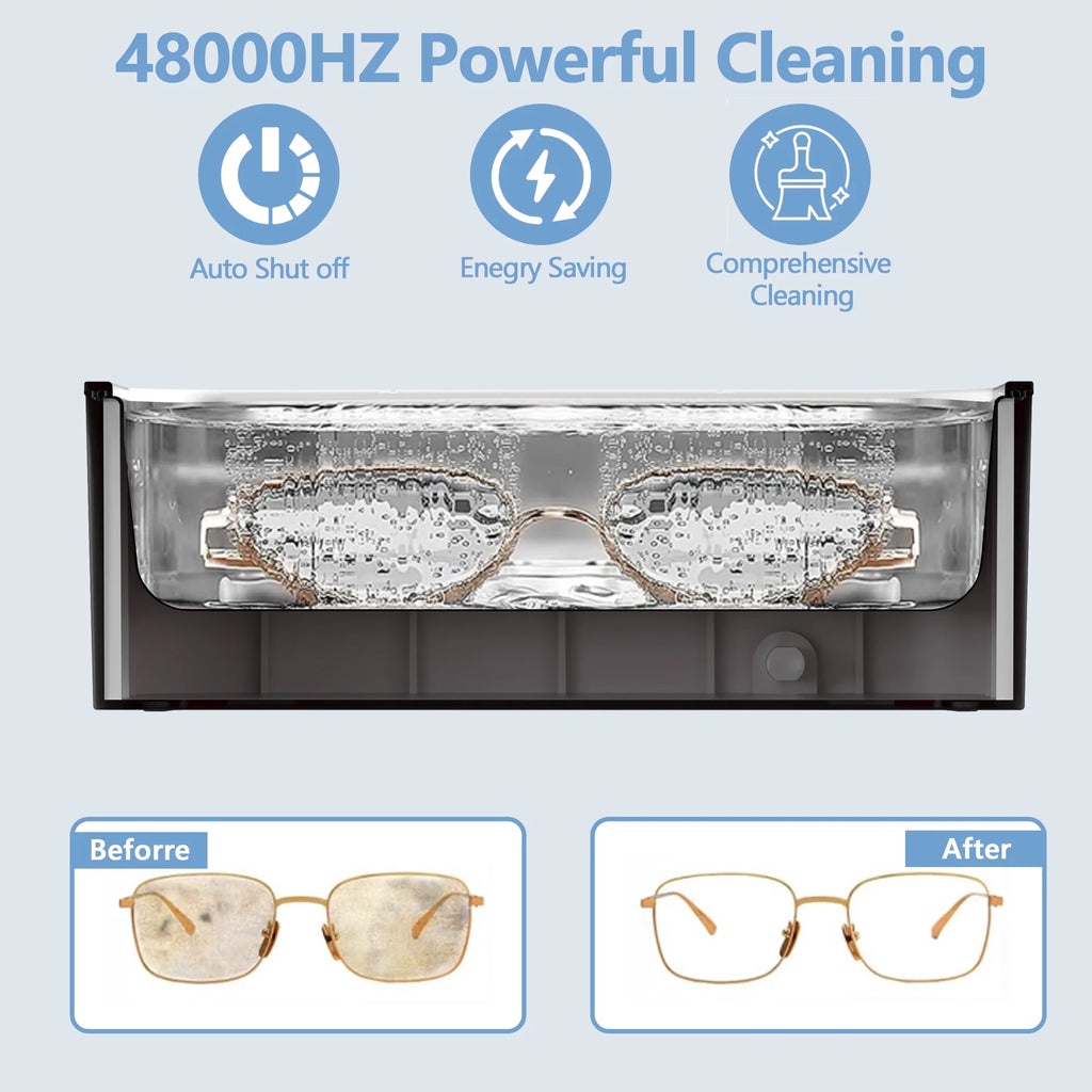 Ultrasonic Jewelry Cleaner, 400ML Sonic Silver Jewelry Cleaner Machine for Ring Glasses Watch Denture Retainer Coin Eyeglasses–47Khz&4 Timer Modes, Digital Display, Portable Cleaning Machine