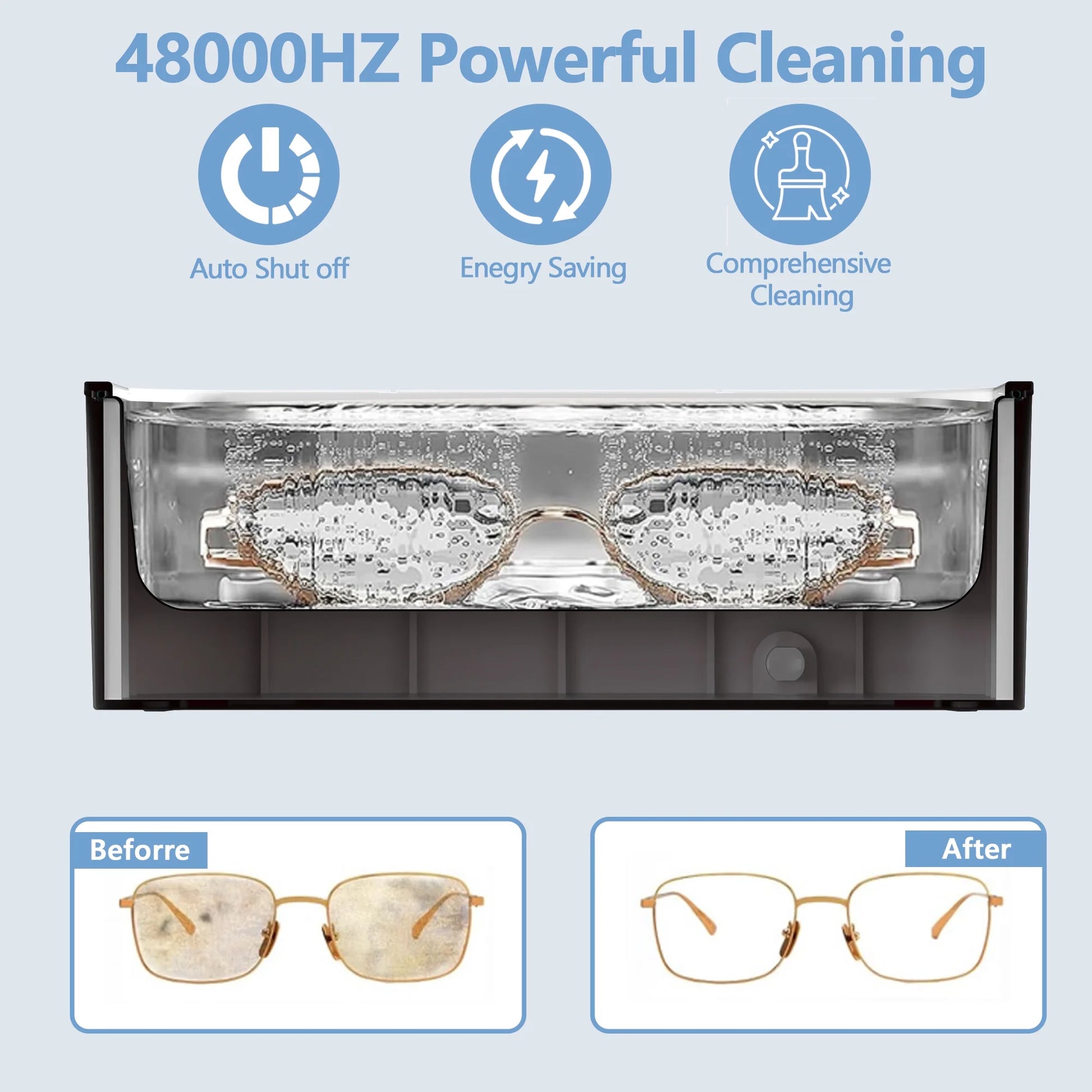 Ultrasonic Jewelry Cleaner, 400ML Sonic Silver Jewelry Cleaner Machine for Ring Glasses Watch Denture Retainer Coin Eyeglasses–47Khz&4 Timer Modes, Digital Display, Portable Cleaning Machine