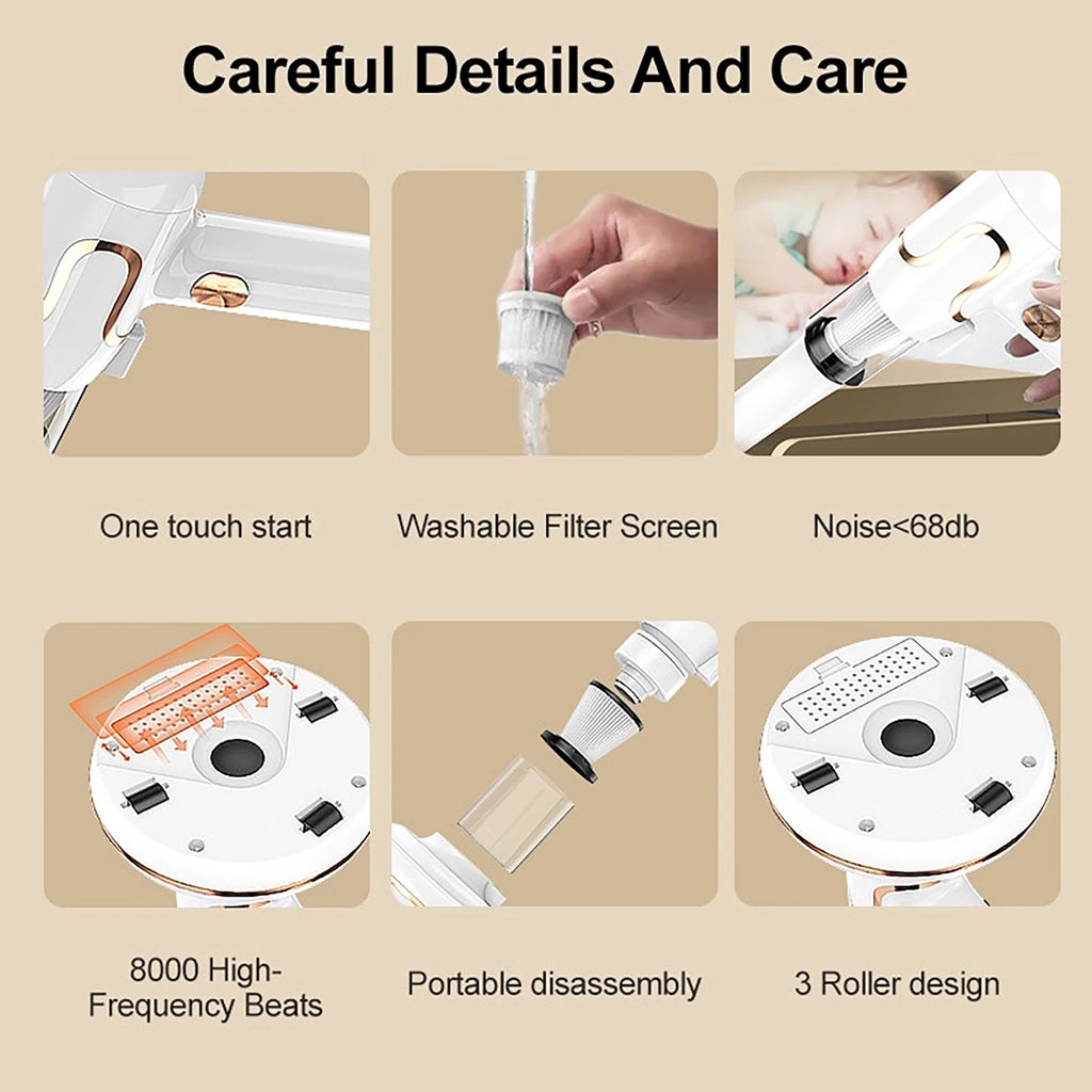 Bed Vacuum Cleaner, 3-In-1 Cordless Mattress Handheld Vacuum Cleaner, Powered by UV-C Light & Ultrasonic Technology, Strong Suction, Low Noise, Suitable for Dust, Pet Hair, Etc