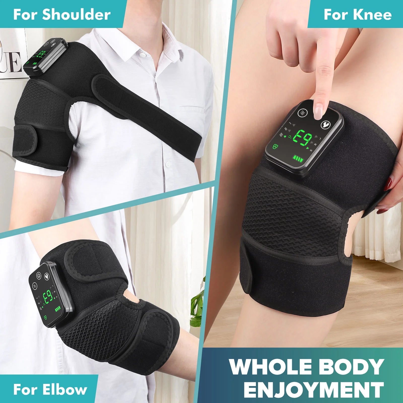 Heated Knee Massager,3-In-1 Heated Knee Brace Wrap, Vibration Knee Heating Pad,3 Adjustable Vibrations and Heating Modes, Heating Pad for Knee Relax