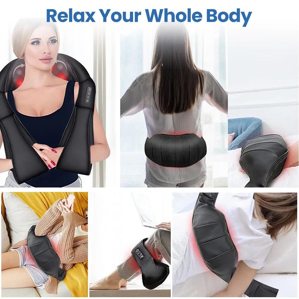Shiatsu Neck Massager with Heat, Deep Tissue Pain-Relief Shoulder and Back Massager for Home & Car, Gift for Men Women