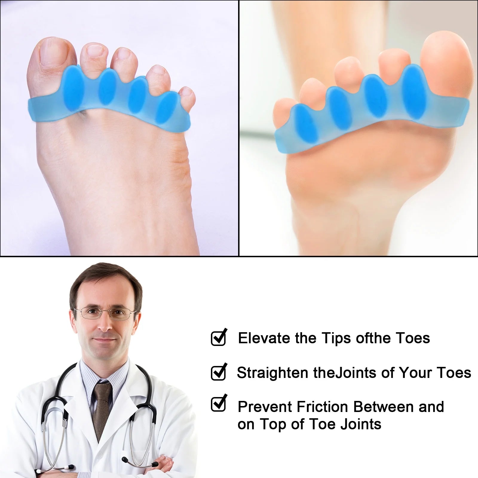 3 Pairs Toe Separators, Correcting Bunions and Restoring Toes to Their Original Shape, Toe Spacers Bunion Corrector, for Men and Women