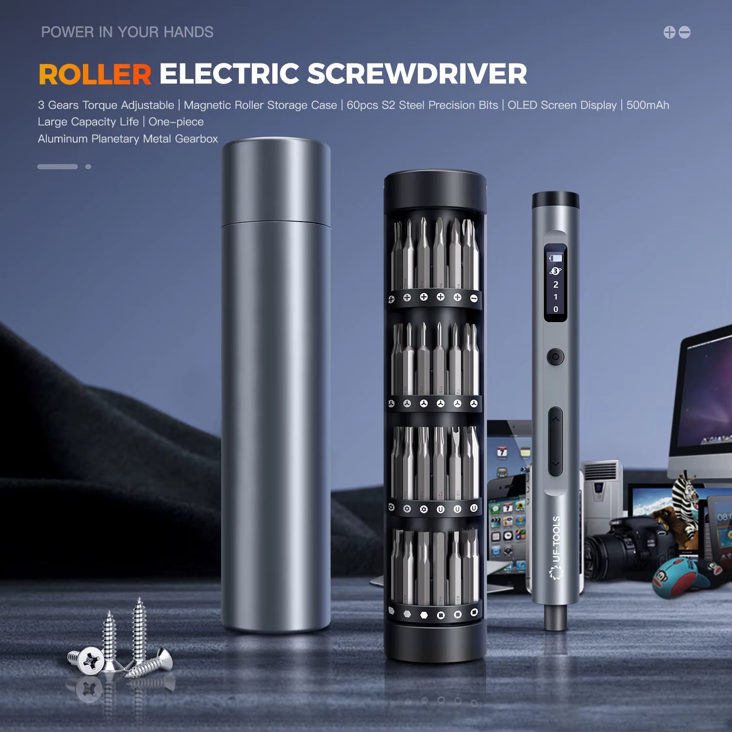 3.7V Mini Electric Screwdriver, Precision Screwdriver Set, 50-In-1 Magnetic Bits, Magnetic Storage
